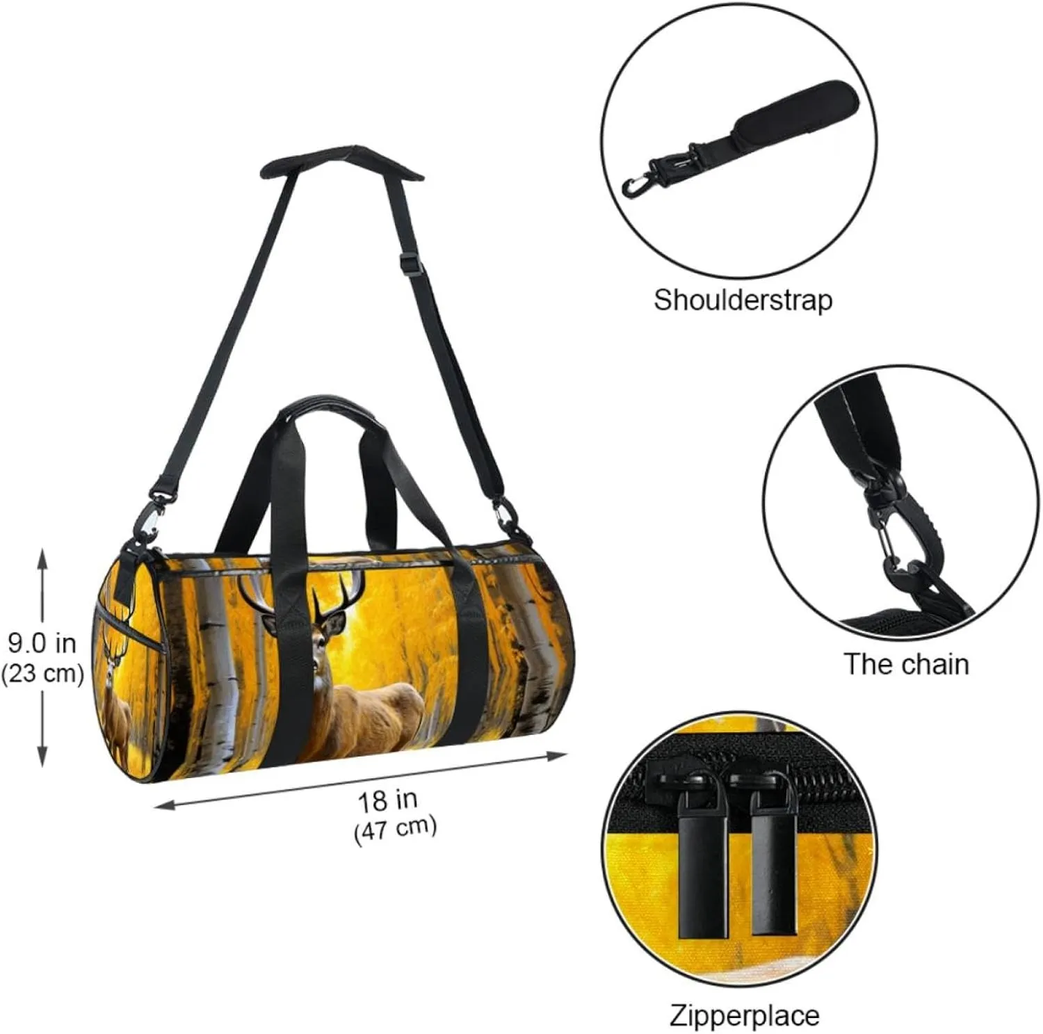 Travel Bag,Mens Gym Bag,Womens Gym Bag,Deer in Autumn Forest,Sports Bag