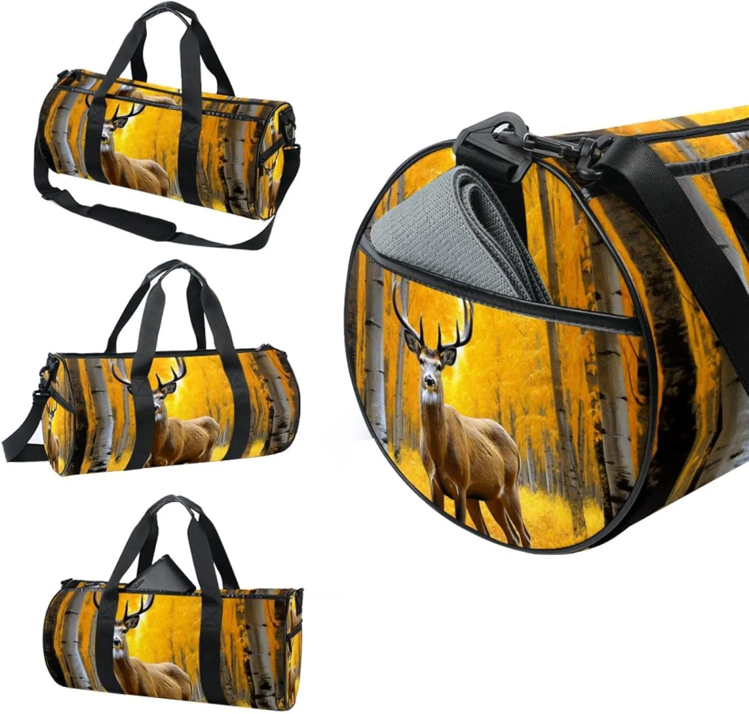Travel Bag,Mens Gym Bag,Womens Gym Bag,Deer in Autumn Forest,Sports Bag