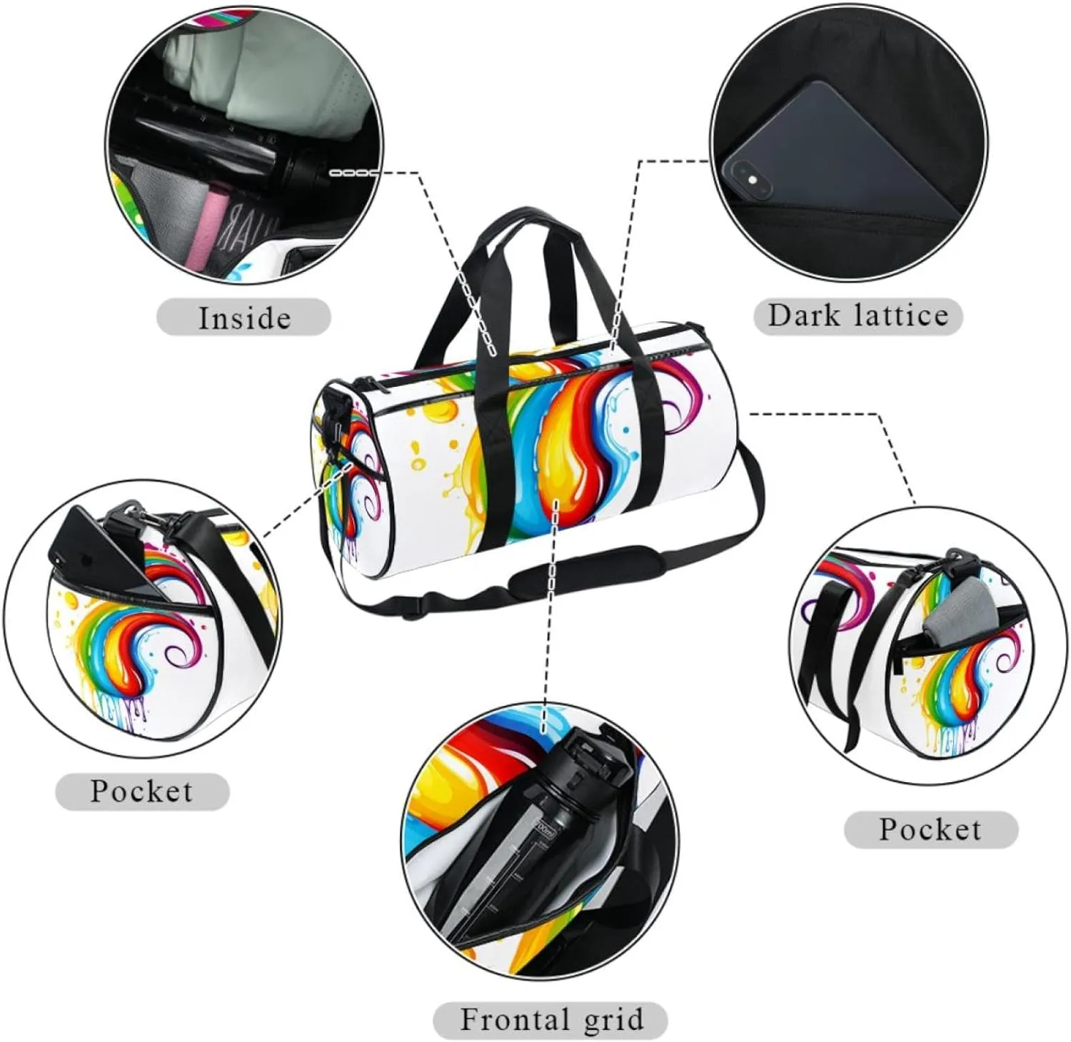 Travel Bag,Mens Gym Bag,Womens Gym Bag,Drop and Rainbow,Sports Bag