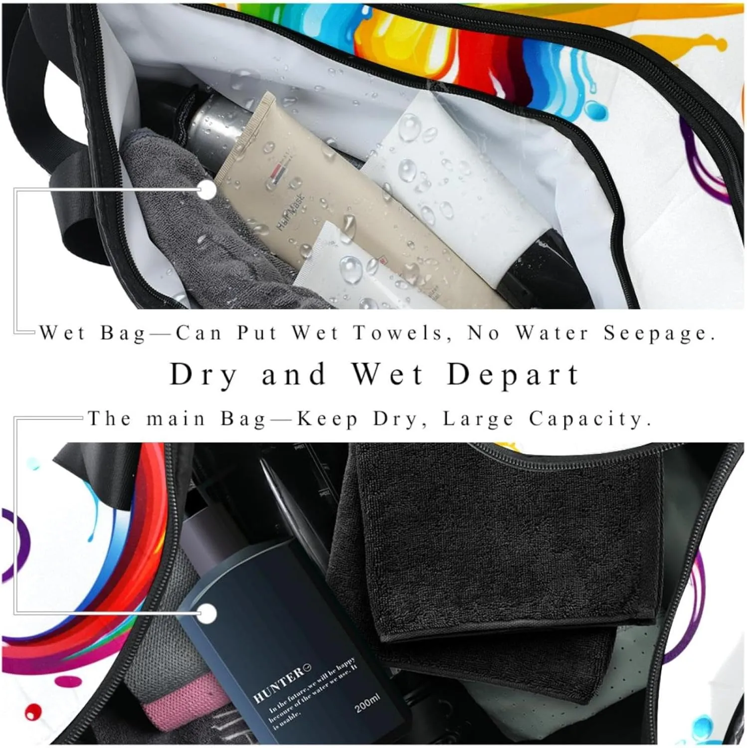 Travel Bag,Mens Gym Bag,Womens Gym Bag,Drop and Rainbow,Sports Bag