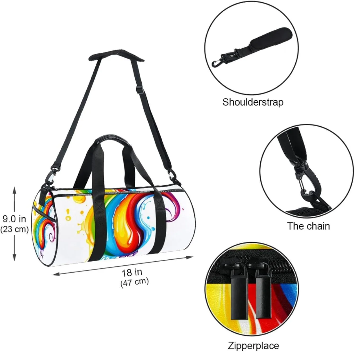 Travel Bag,Mens Gym Bag,Womens Gym Bag,Drop and Rainbow,Sports Bag