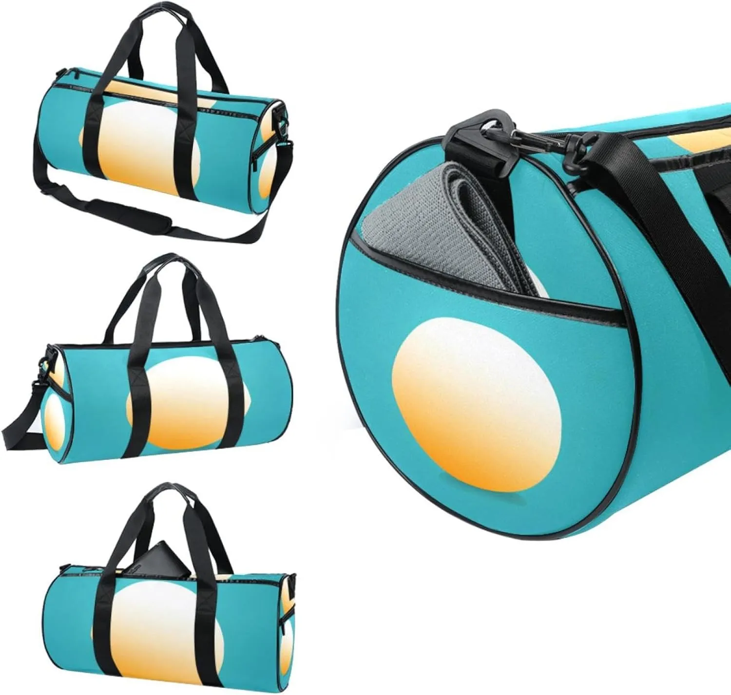 Travel Bag,Mens Gym Bag,Womens Gym Bag,Egg Cartoon Style Fried Egg,Sports Bag