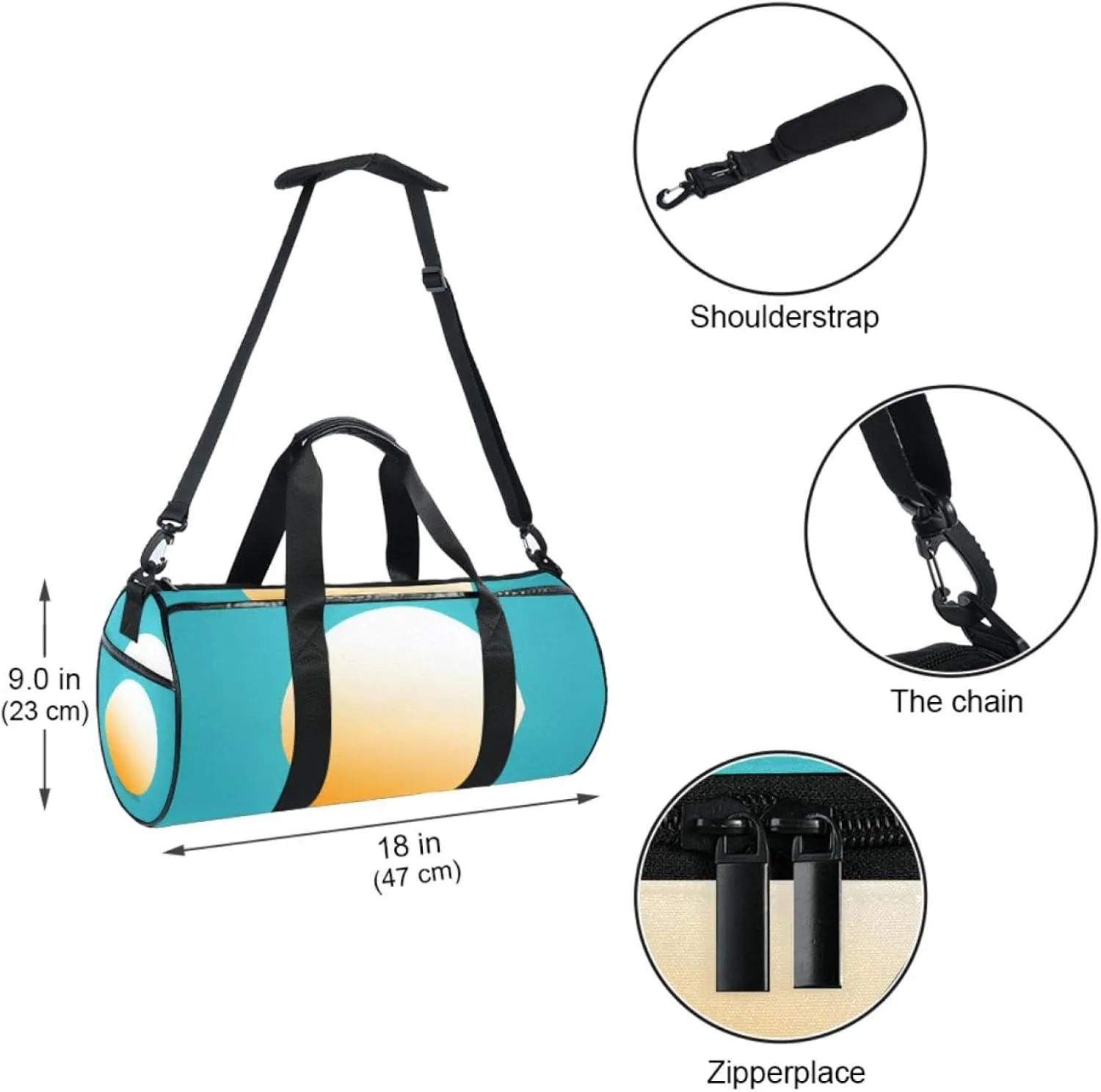 Travel Bag,Mens Gym Bag,Womens Gym Bag,Egg Cartoon Style Fried Egg,Sports Bag