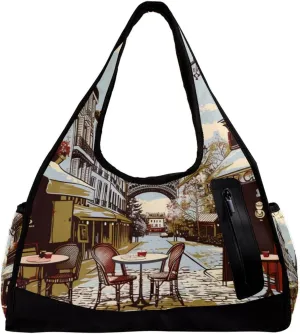 Travel Bag,Mens Gym Bag,Womens Gym Bag,Eiffel Tower Vintage Newspaper,Sports Bag