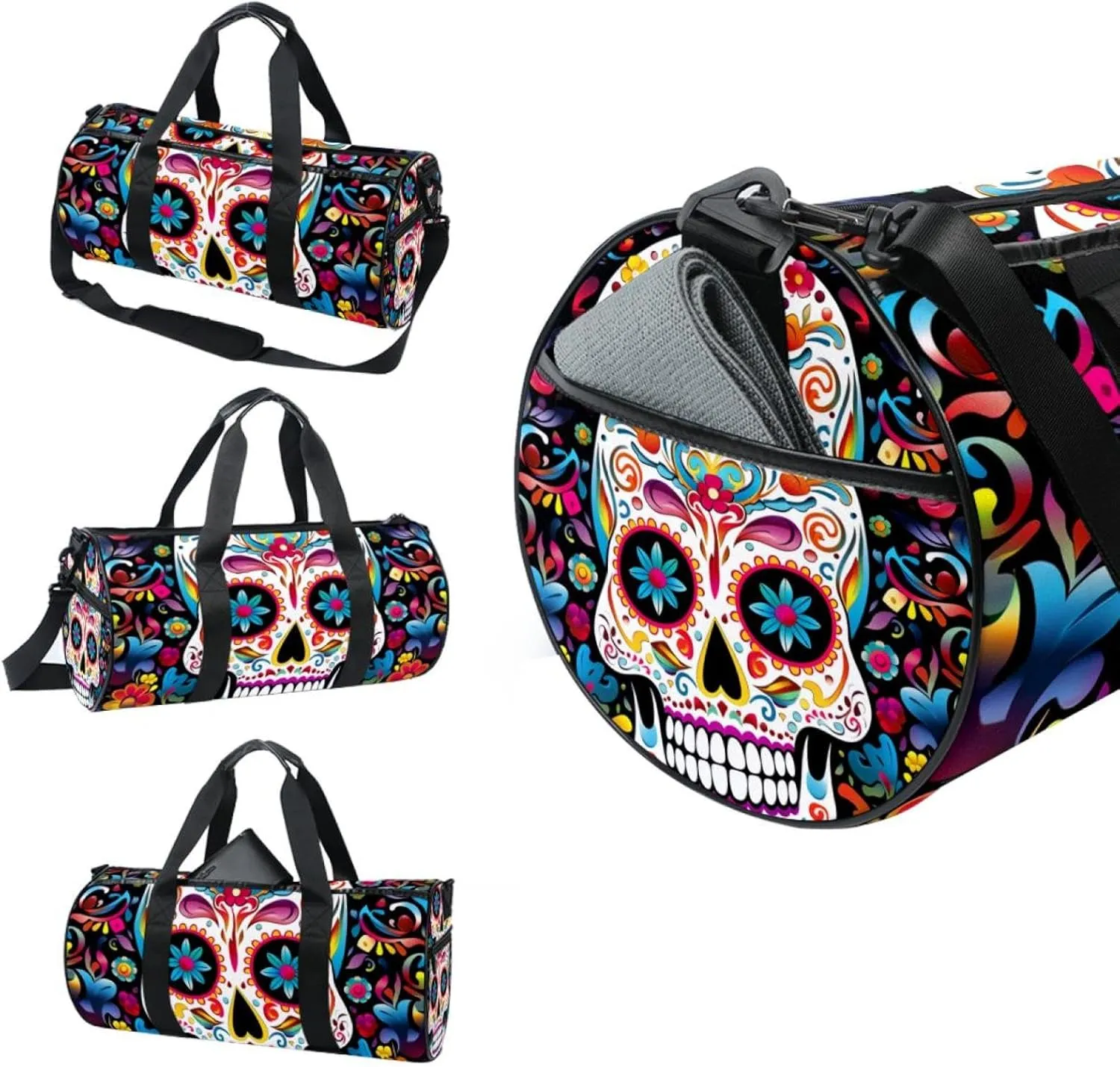 Travel Bag,Mens Gym Bag,Womens Gym Bag,Ethnic Style Sugar Skull,Sports Bag