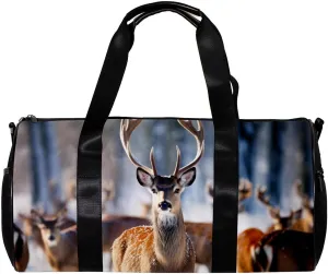 Travel Bag,Mens Gym Bag,Womens Gym Bag,Family Forest Noble Deer,Sports Bag