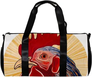 Travel Bag,Mens Gym Bag,Womens Gym Bag,Farm Animal Rooster Painting,Sports Bag