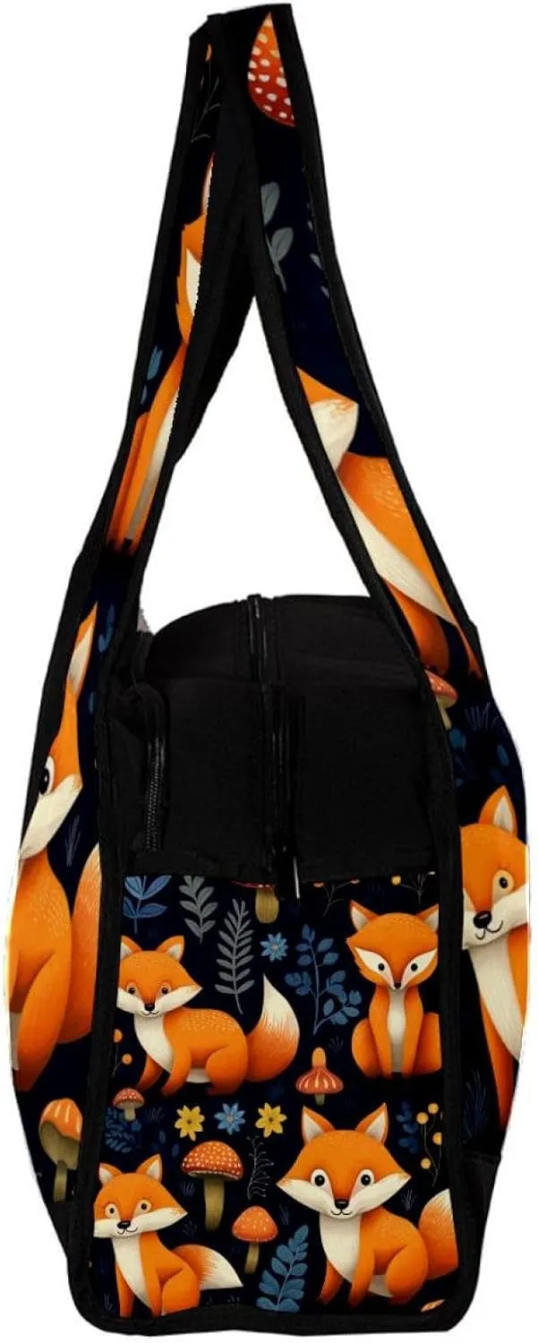 Travel Bag,Mens Gym Bag,Womens Gym Bag,Flower Leaf Animal Fox,Sports Bag
