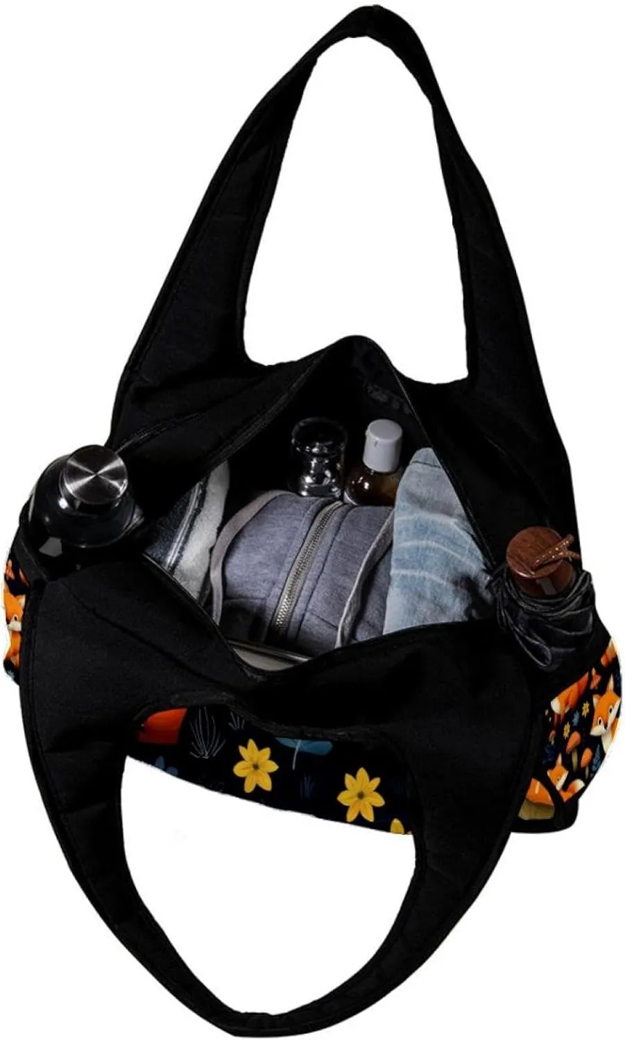 Travel Bag,Mens Gym Bag,Womens Gym Bag,Flower Leaf Animal Fox,Sports Bag