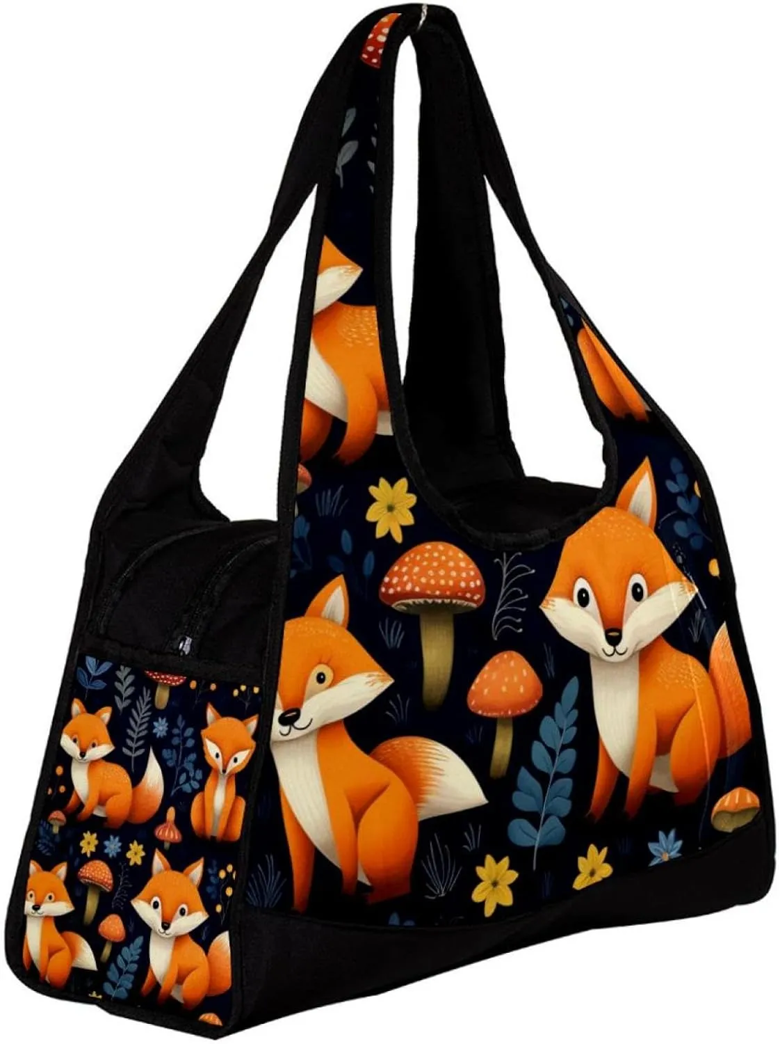 Travel Bag,Mens Gym Bag,Womens Gym Bag,Flower Leaf Animal Fox,Sports Bag