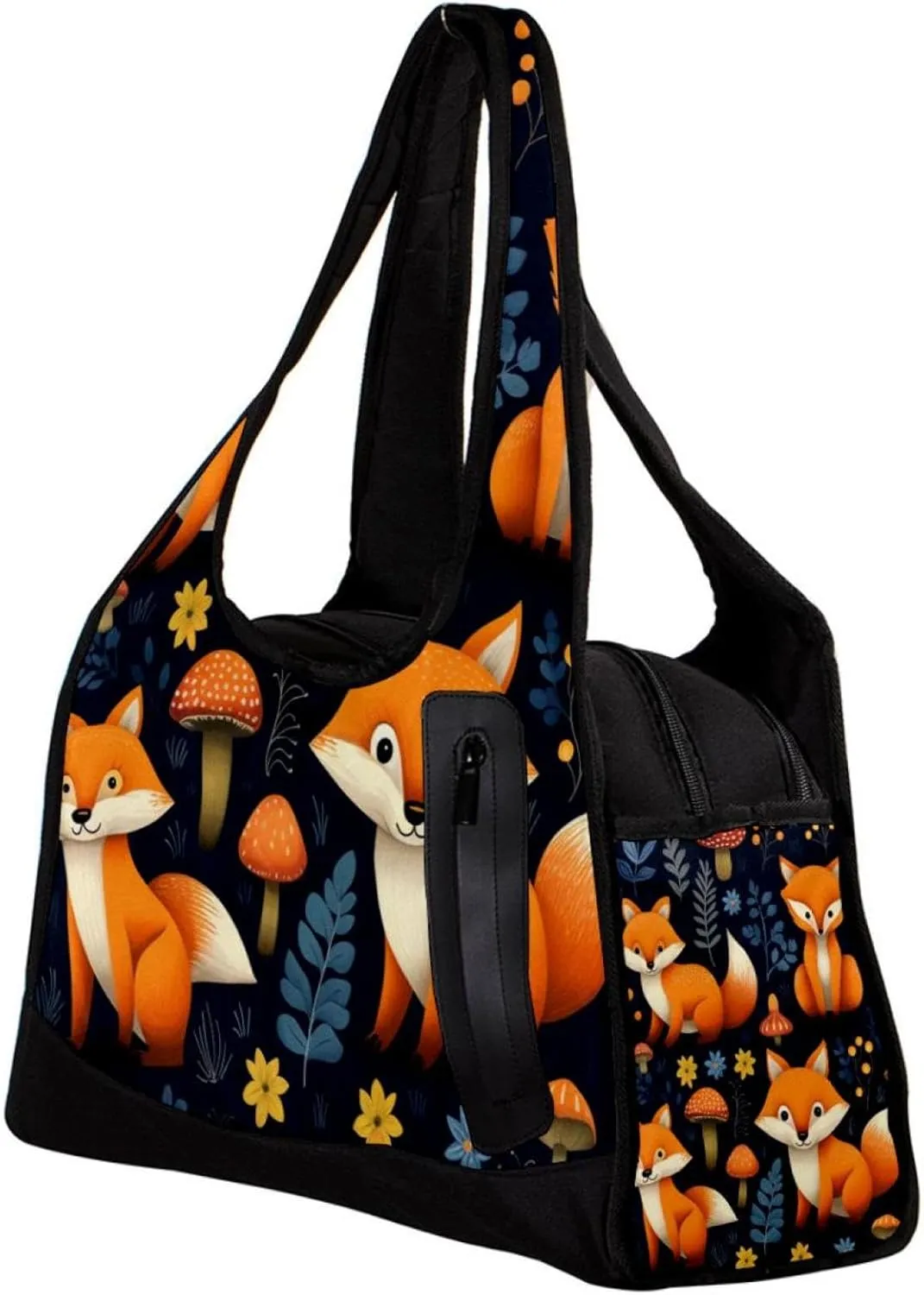 Travel Bag,Mens Gym Bag,Womens Gym Bag,Flower Leaf Animal Fox,Sports Bag