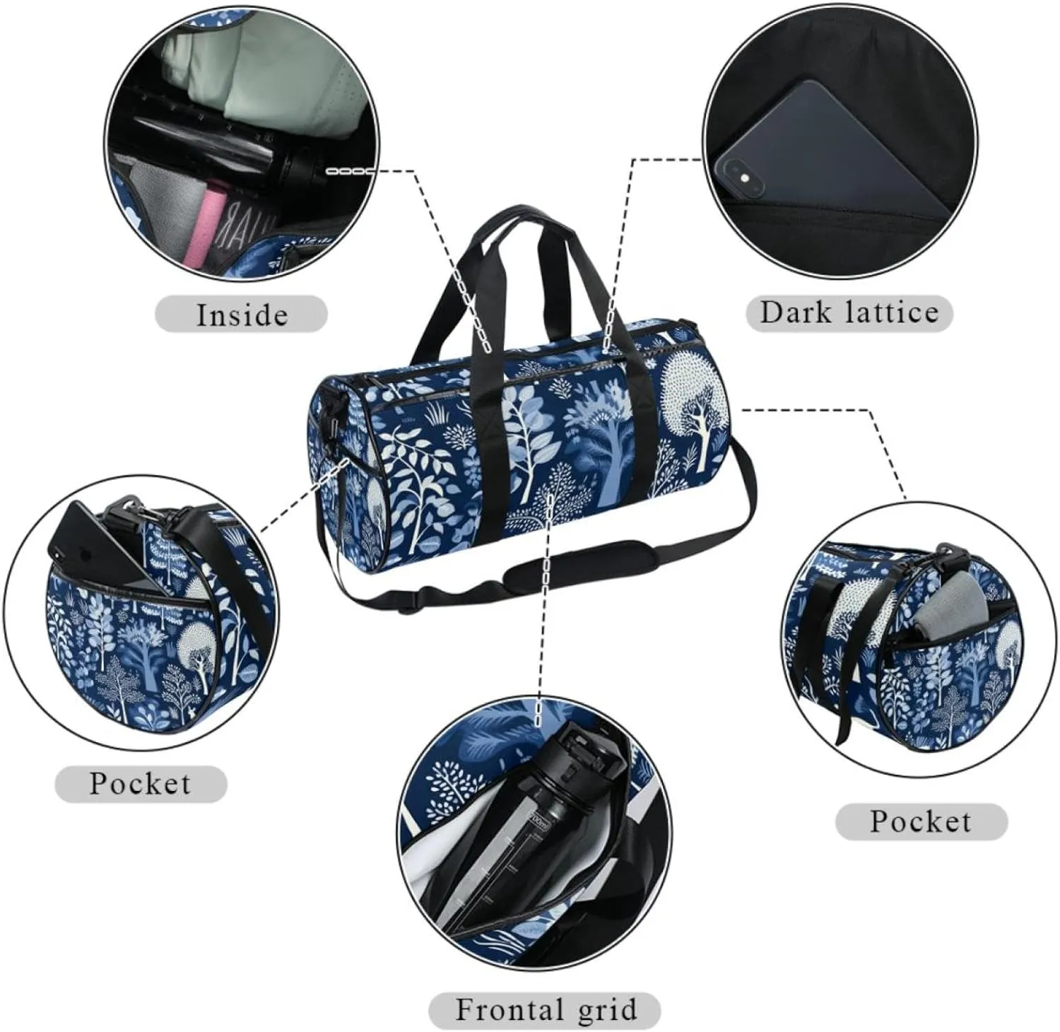 Travel Bag,Mens Gym Bag,Womens Gym Bag,Forest Plant Animal Night,Sports Bag