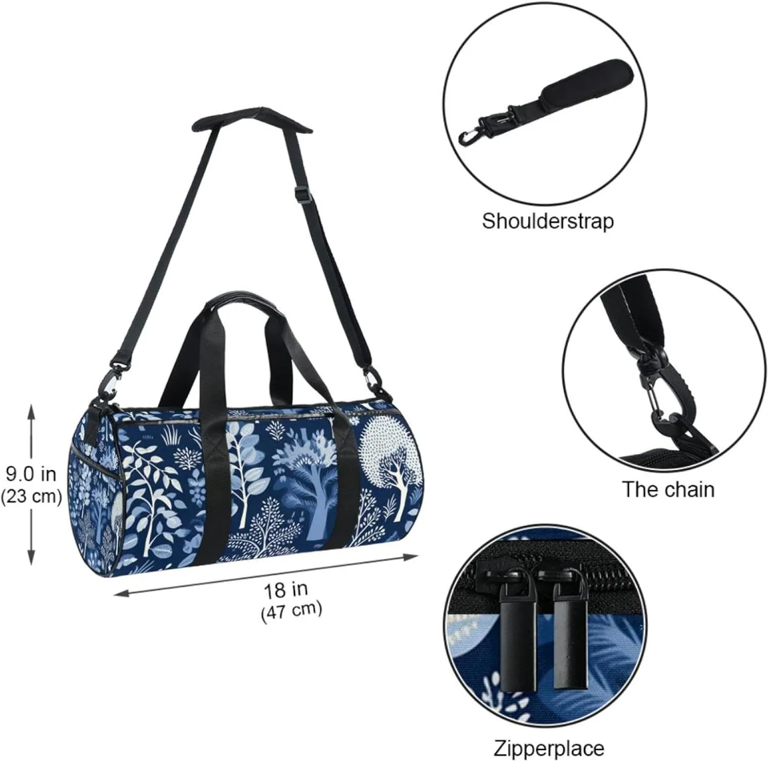 Travel Bag,Mens Gym Bag,Womens Gym Bag,Forest Plant Animal Night,Sports Bag