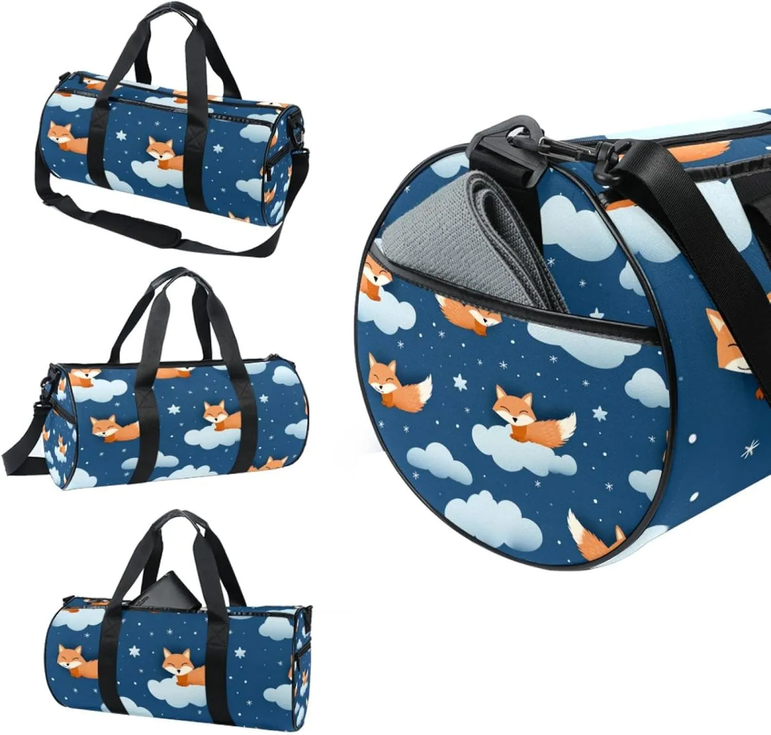 Travel Bag,Mens Gym Bag,Womens Gym Bag,Fox Animal with Clouds,Sports Bag