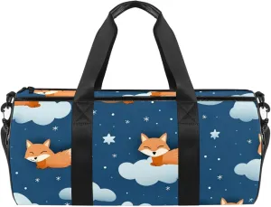 Travel Bag,Mens Gym Bag,Womens Gym Bag,Fox Animal with Clouds,Sports Bag