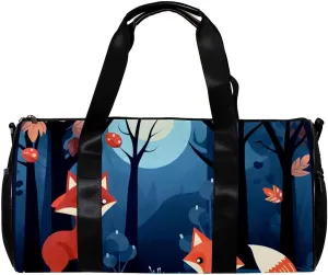 Travel Bag,Mens Gym Bag,Womens Gym Bag,Foxes Trees and Leaves,Sports Bag