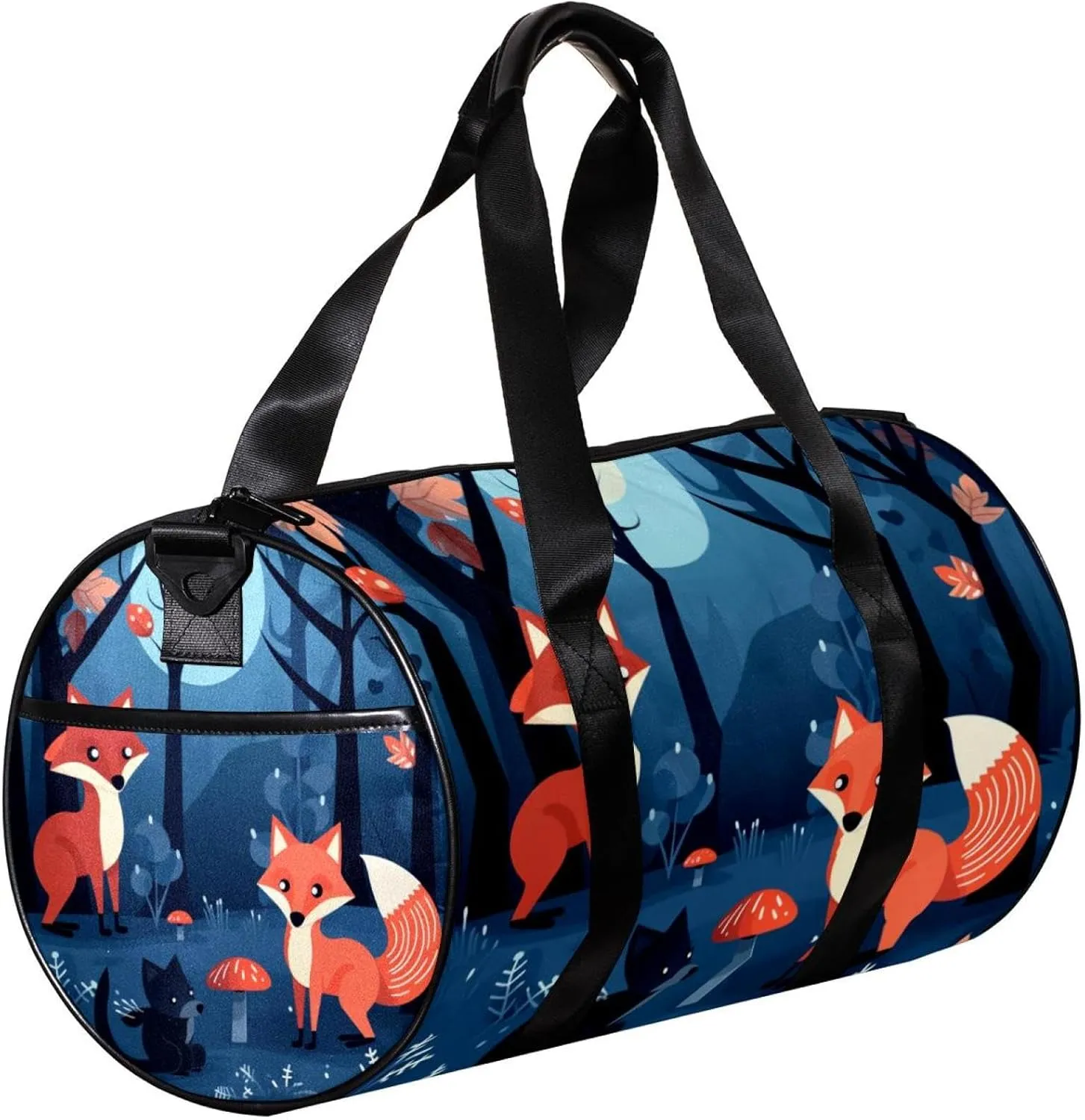 Travel Bag,Mens Gym Bag,Womens Gym Bag,Foxes Trees and Leaves,Sports Bag