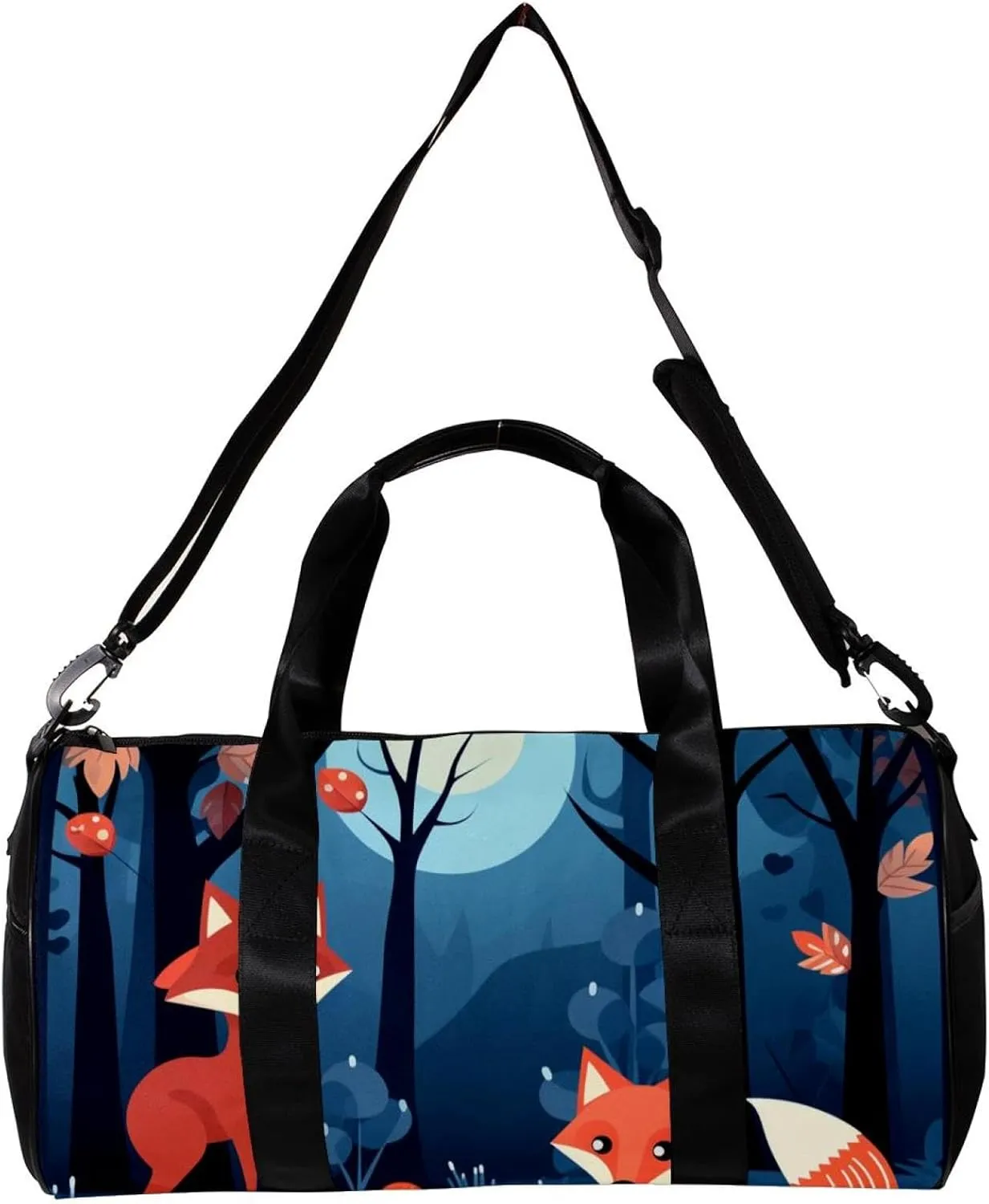 Travel Bag,Mens Gym Bag,Womens Gym Bag,Foxes Trees and Leaves,Sports Bag