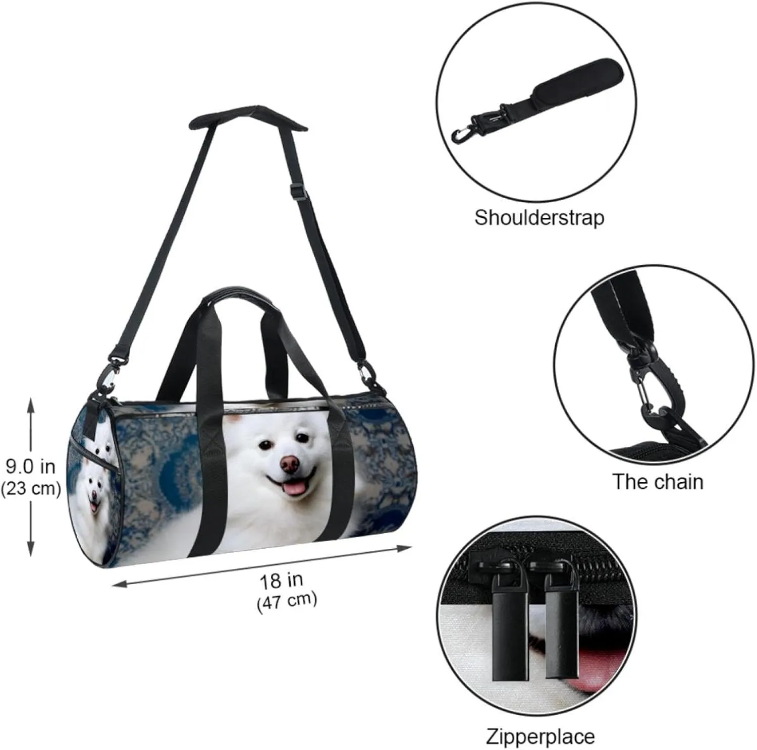 Travel Bag,Mens Gym Bag,Womens Gym Bag,Samoyed Dog at Home,Sports Bag