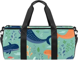 Travel Bag,Mens Gym Bag,Womens Gym Bag,Sea Wave Whales Cute,Sports Bag