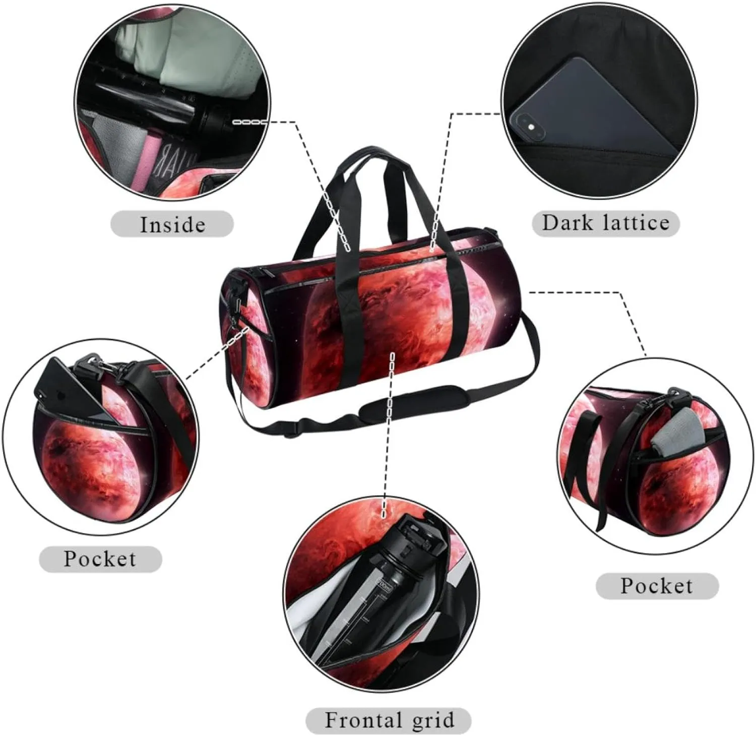 Travel Bag,Mens Gym Bag,Womens Gym Bag,Universe Space Planet Galaxy,Sports Bag