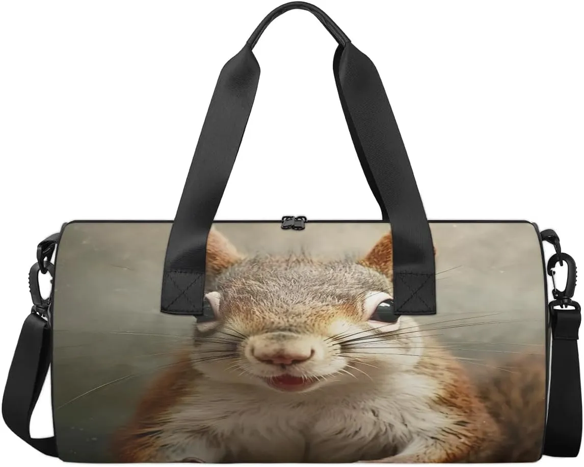 Travel Duffel Bag Animals Squirrel Sports Gym Bag for Womens Mens, Waterproof Weekend Overnight Bag Lightweight Carry on Bag for Airplanes Yoga Dance Beach Swim Hospital Holdalls,A-868