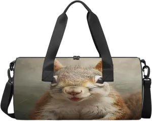 Travel Duffel Bag Animals Squirrel Sports Gym Bag for Womens Mens, Waterproof Weekend Overnight Bag Lightweight Carry on Bag for Airplanes Yoga Dance Beach Swim Hospital Holdalls,A-868
