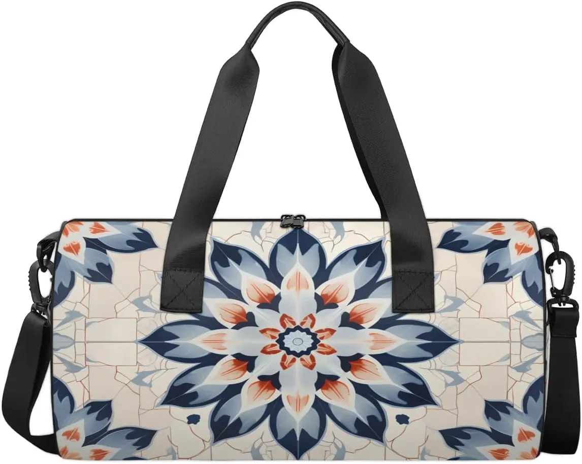 Travel Duffel Bag Flower Portugal Sports Gym Bag for Womens Mens, Waterproof Weekend Overnight Bag Lightweight Carry on Bag for Airplanes Yoga Dance Beach Swim Hospital Holdalls,A-2185