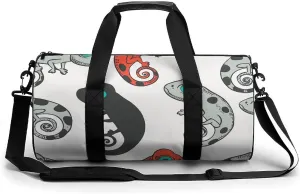 Travel Duffel Bag for Men And Women,Cartoon Chameleon Pattern Waterproof Sports Fitness Bag Portable Travel Duffel Bag