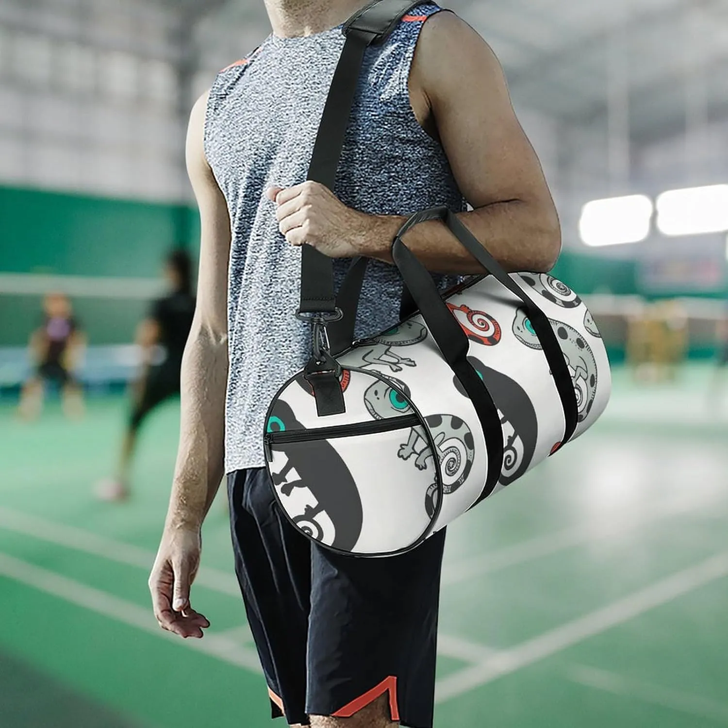 Travel Duffel Bag for Men And Women,Cartoon Chameleon Pattern Waterproof Sports Fitness Bag Portable Travel Duffel Bag