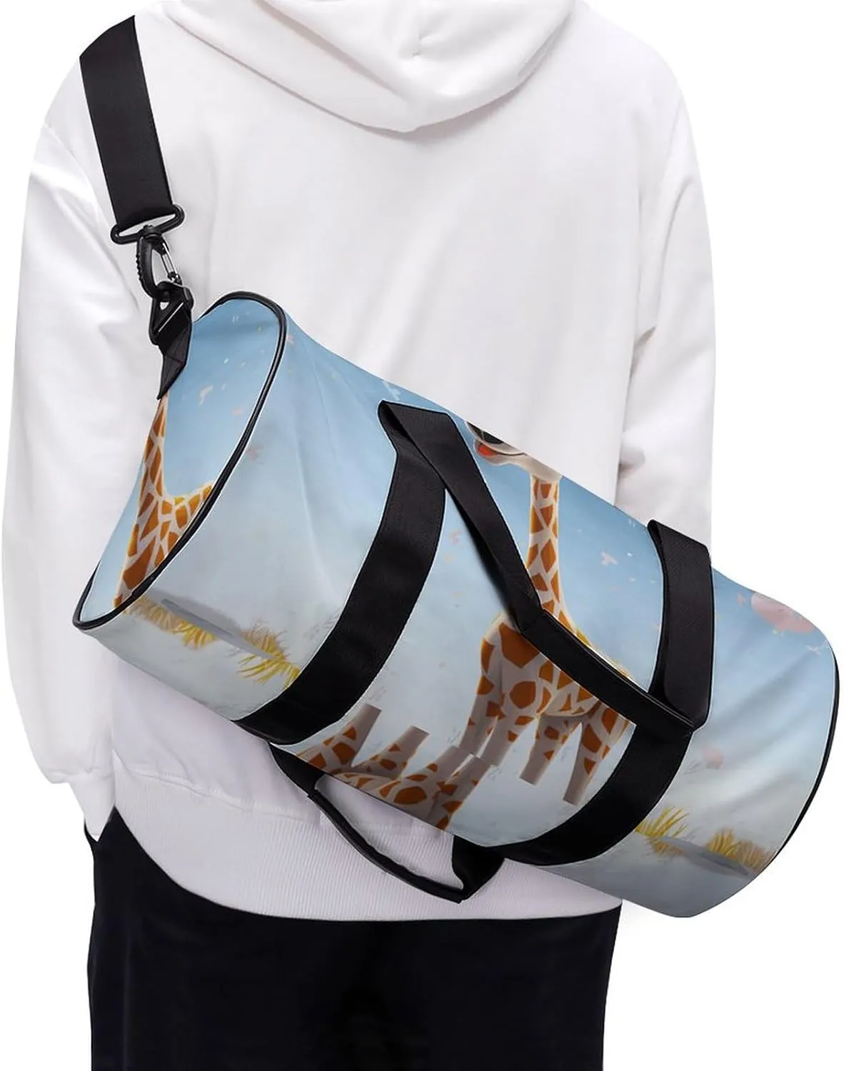 Travel Duffel Bag for Men And Women,Cartoons Giraffe Waterproof Sports Fitness Bag Portable Travel Duffel Bag