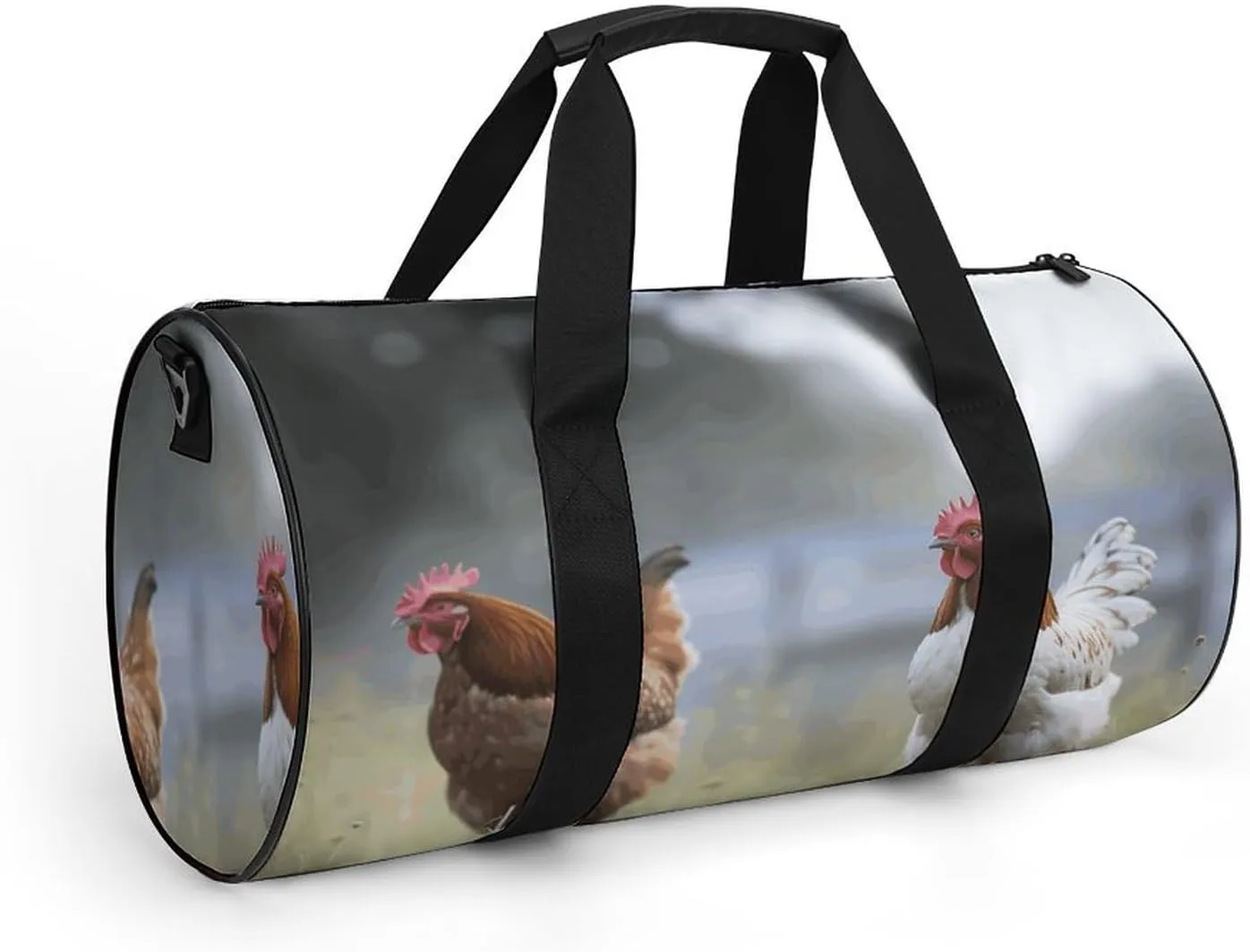 Travel Duffel Bag for Men And Women,Chicken on The Grass Waterproof Sports Fitness Bag Portable Travel Duffel Bag, 17.7in/9in/9in