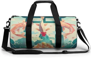 Travel Duffel Bag for Men And Women,Colorful Carp Jumping Waterproof Sports Fitness Bag Portable Travel Duffel Bag