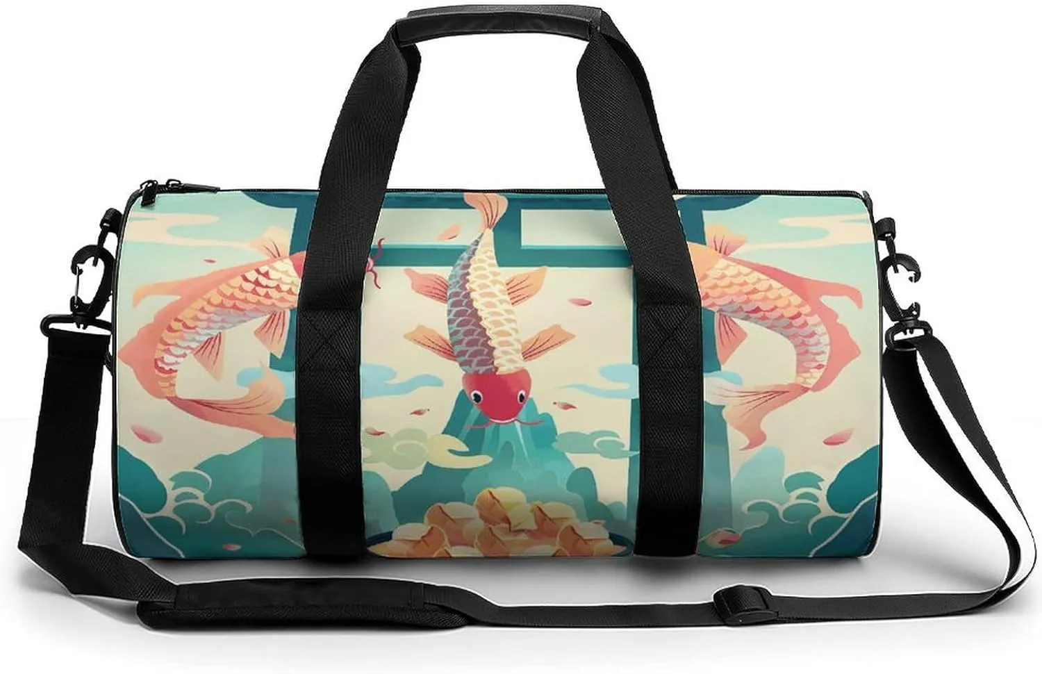Travel Duffel Bag for Men And Women,Colorful Carp Jumping Waterproof Sports Fitness Bag Portable Travel Duffel Bag