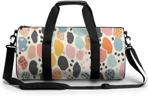 Travel Duffel Bag for Men And Women,Dots with Circles Waterproof Sports Fitness Bag Portable Travel Duffel Bag