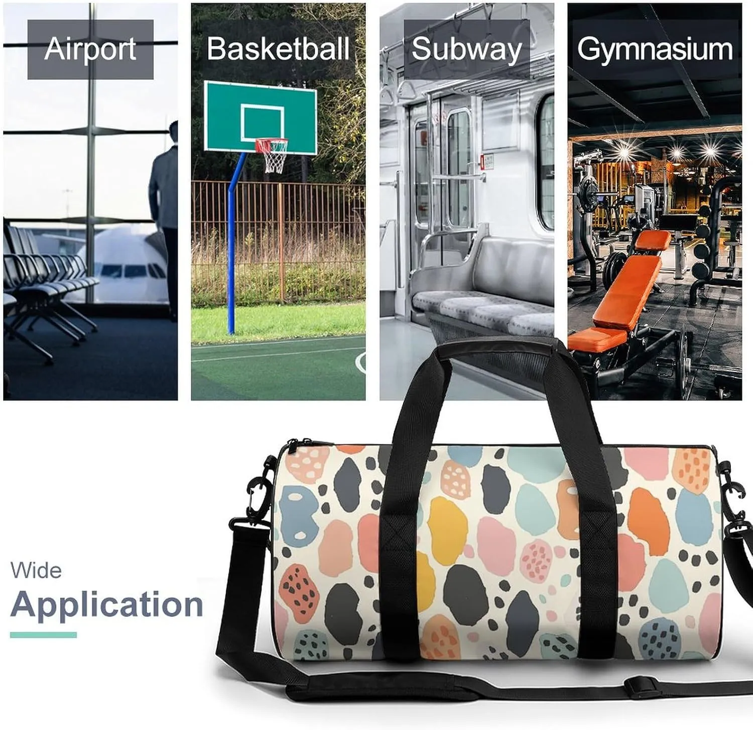 Travel Duffel Bag for Men And Women,Dots with Circles Waterproof Sports Fitness Bag Portable Travel Duffel Bag