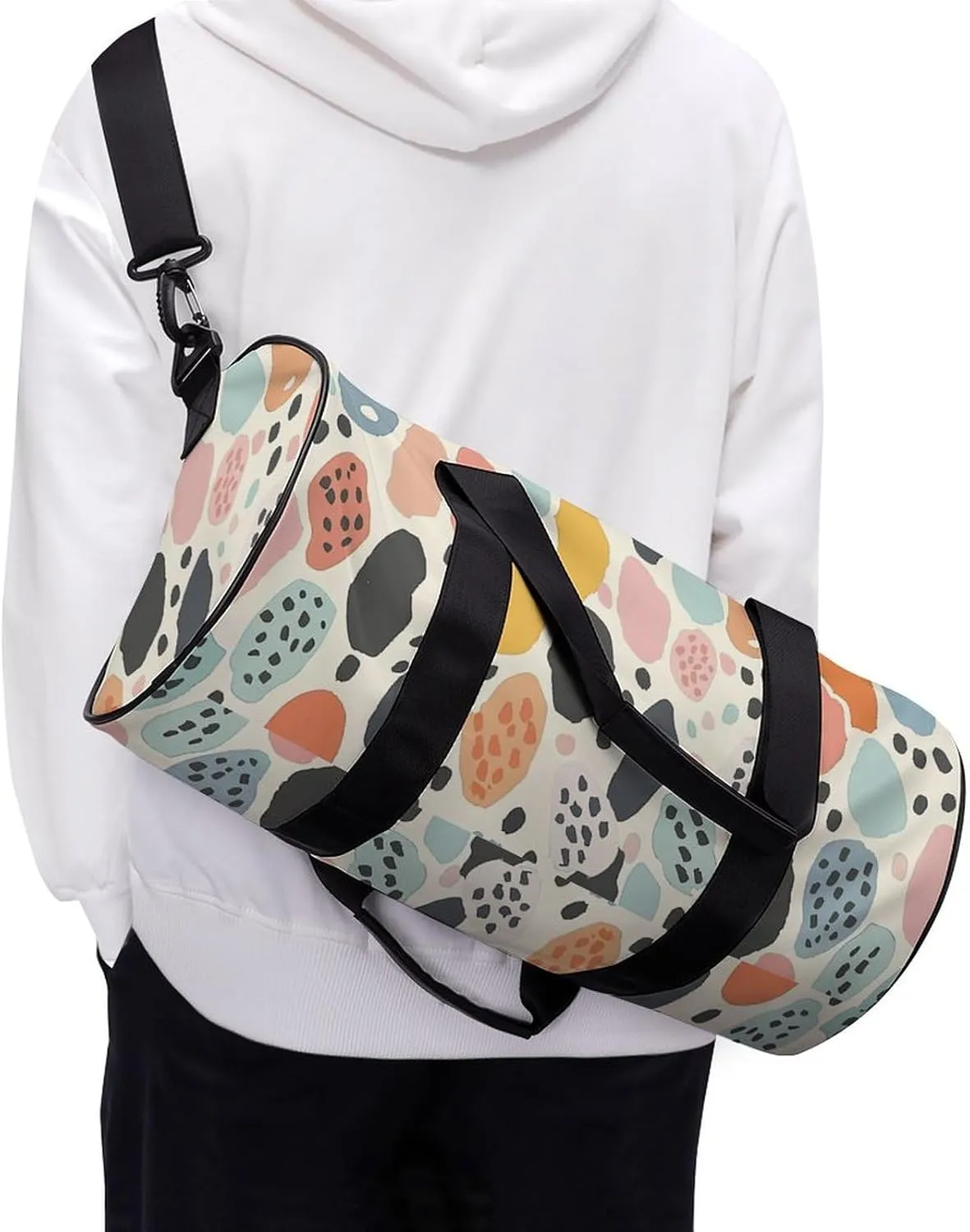 Travel Duffel Bag for Men And Women,Dots with Circles Waterproof Sports Fitness Bag Portable Travel Duffel Bag