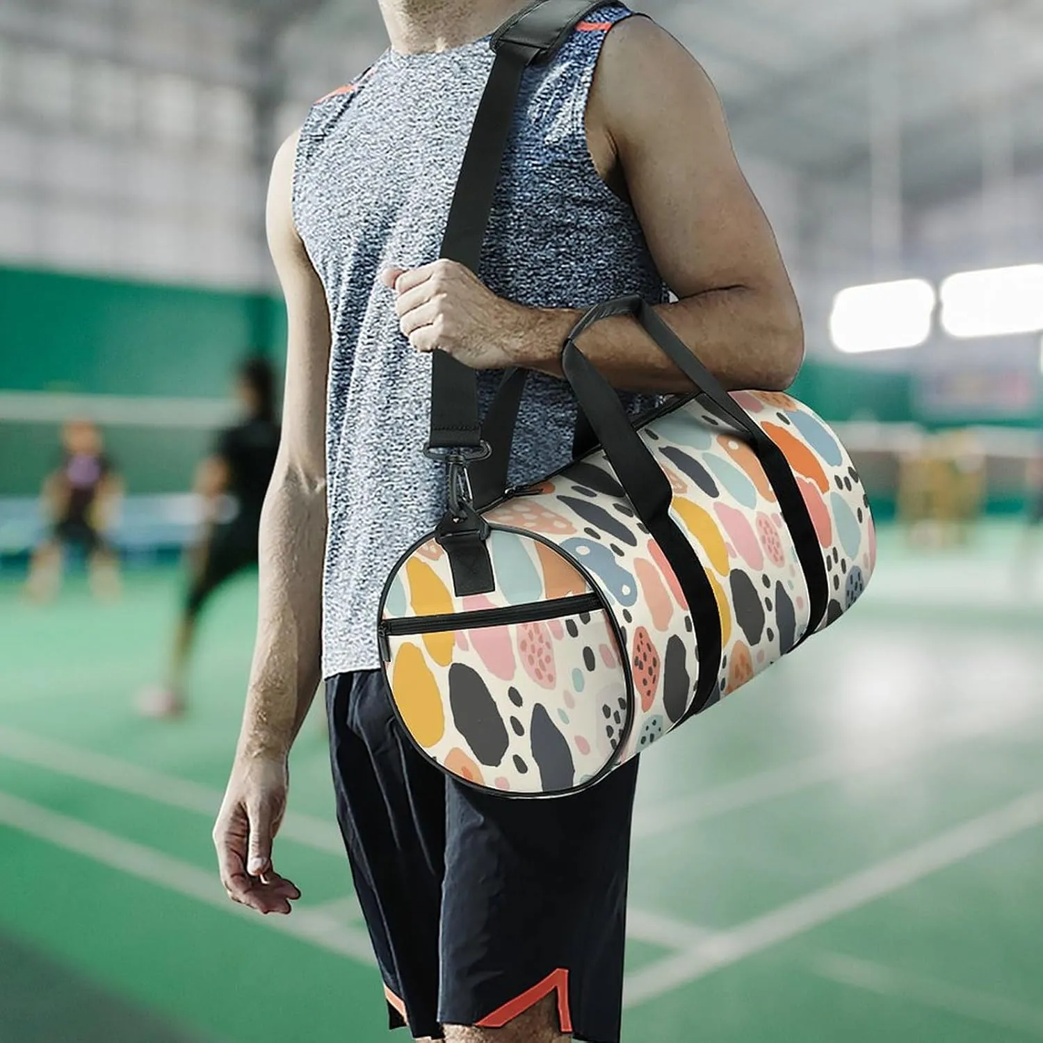 Travel Duffel Bag for Men And Women,Dots with Circles Waterproof Sports Fitness Bag Portable Travel Duffel Bag