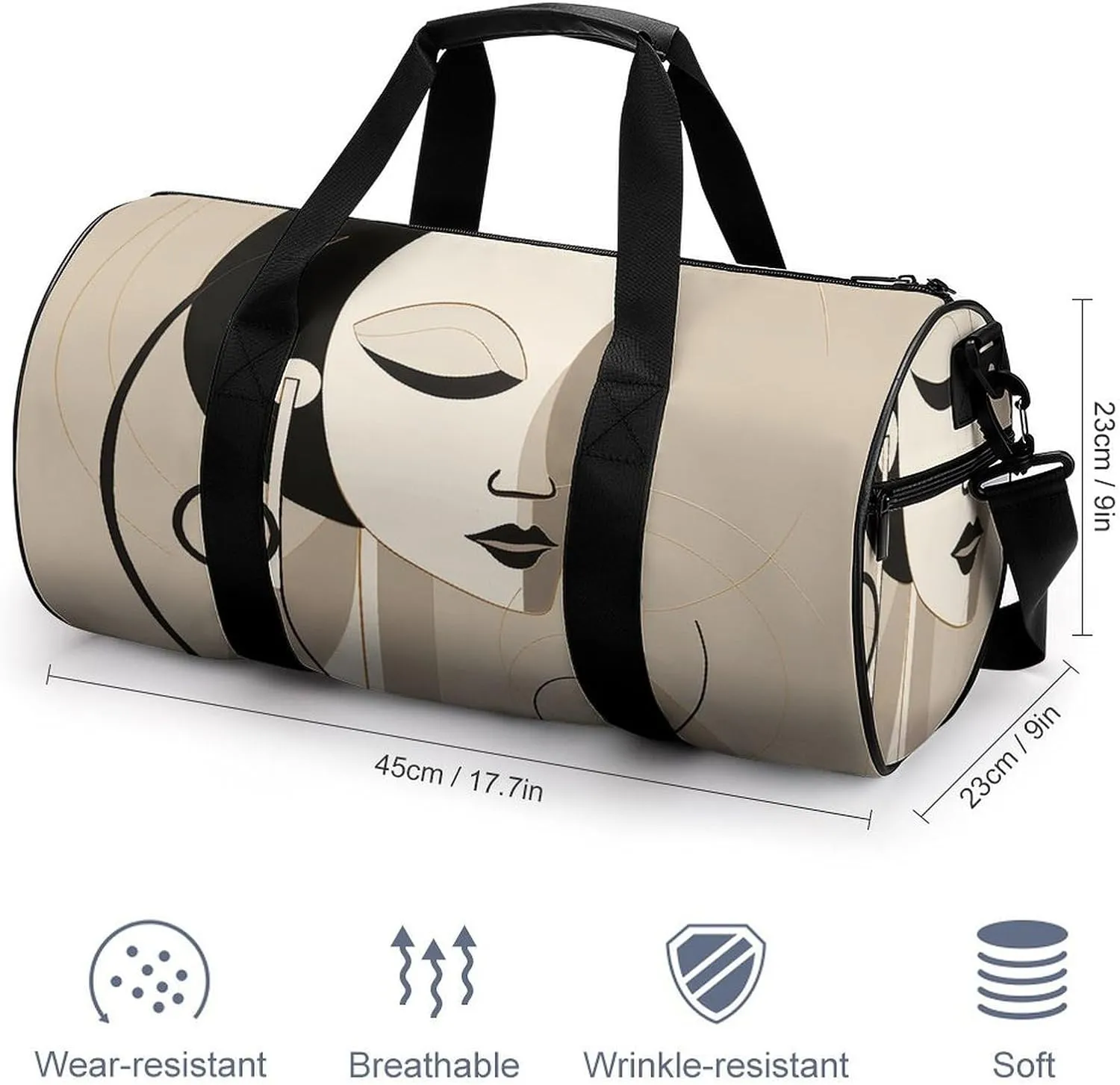 Travel Duffel Bag for Men And Women,Face And Earrings Waterproof Sports Fitness Bag Portable Travel Duffel Bag