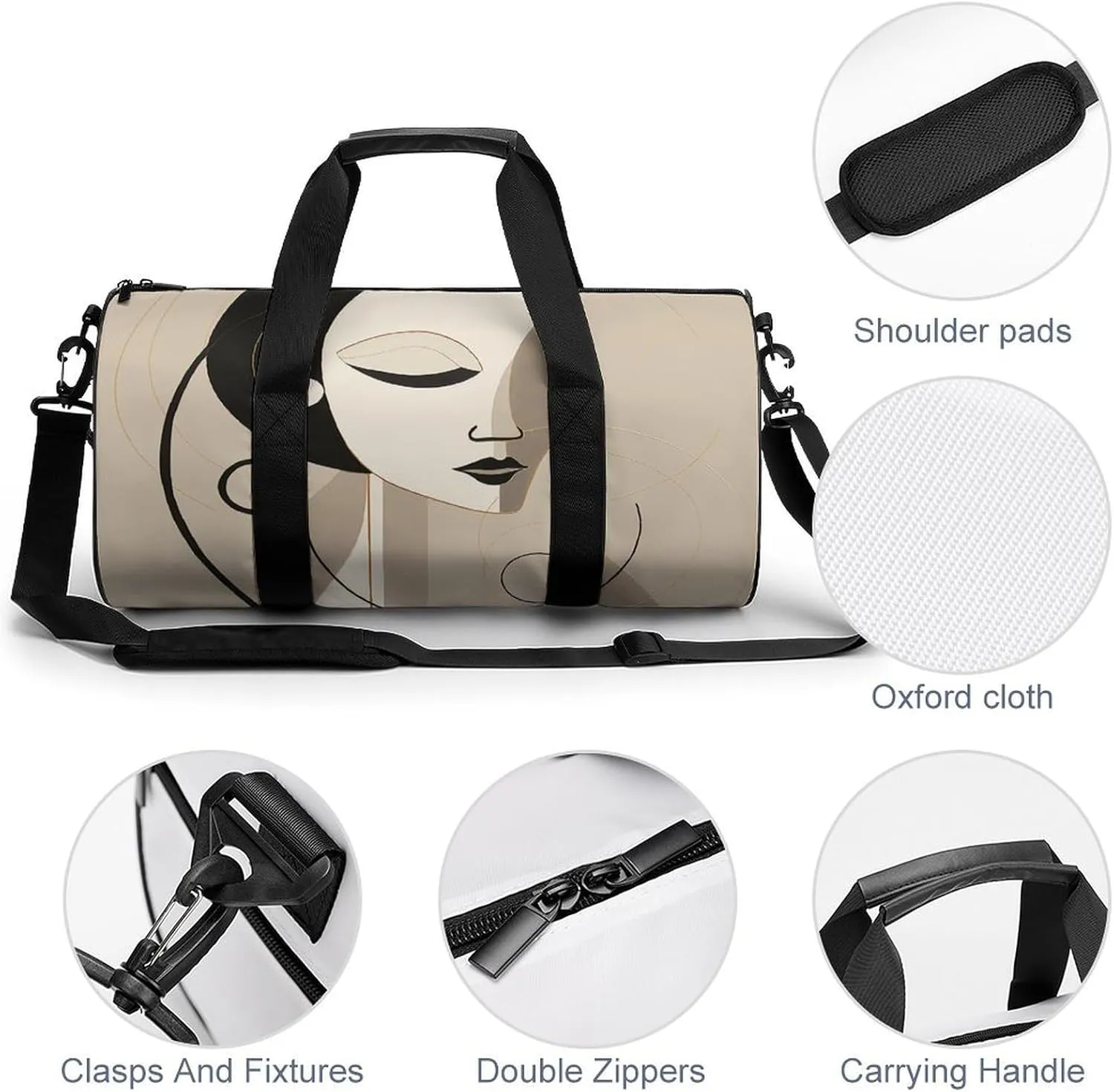 Travel Duffel Bag for Men And Women,Face And Earrings Waterproof Sports Fitness Bag Portable Travel Duffel Bag