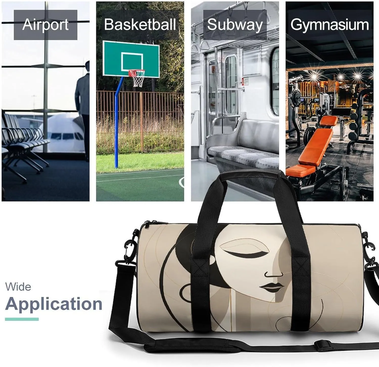 Travel Duffel Bag for Men And Women,Face And Earrings Waterproof Sports Fitness Bag Portable Travel Duffel Bag