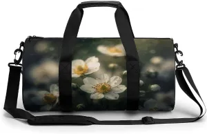 Travel Duffel Bag for Men And Women,Flowers Are White Waterproof Sports Fitness Bag Portable Travel Duffel Bag