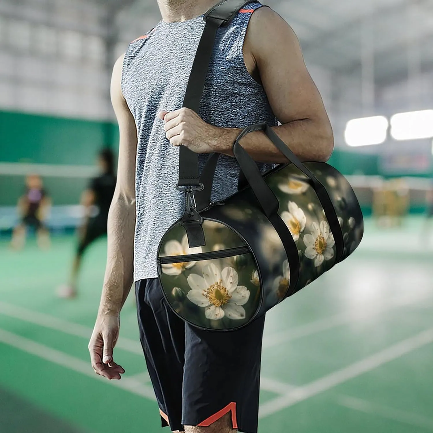 Travel Duffel Bag for Men And Women,Flowers Are White Waterproof Sports Fitness Bag Portable Travel Duffel Bag