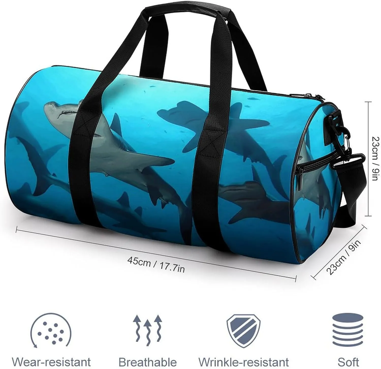Travel Duffel Bag for Men And Women,Hammerhead Sharks Waterproof Sports Fitness Bag Portable Travel Duffel Bag