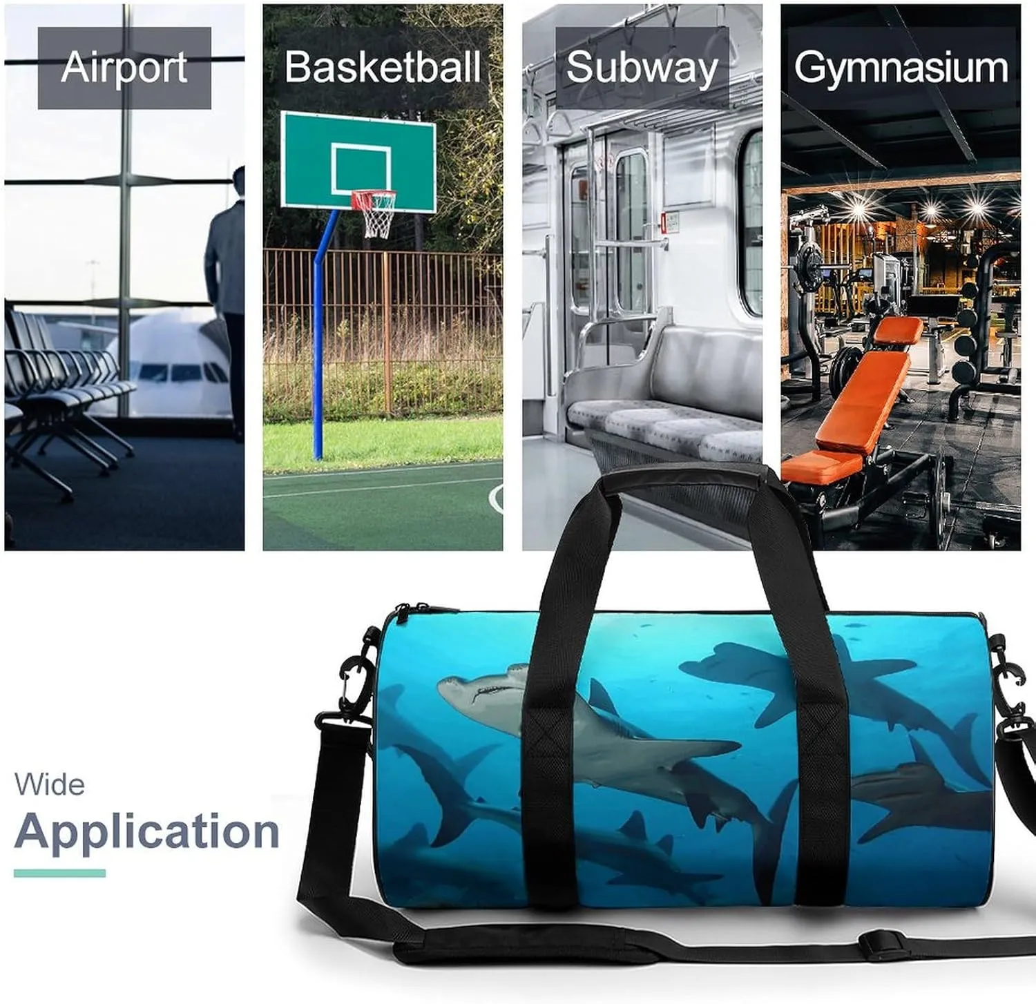 Travel Duffel Bag for Men And Women,Hammerhead Sharks Waterproof Sports Fitness Bag Portable Travel Duffel Bag