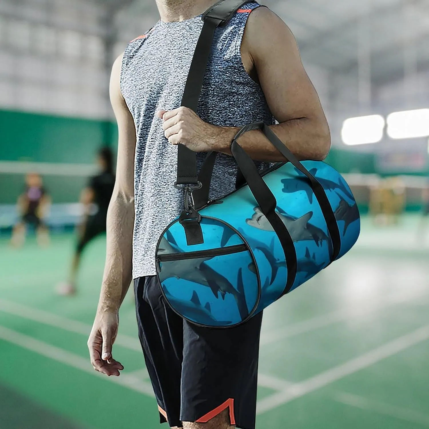 Travel Duffel Bag for Men And Women,Hammerhead Sharks Waterproof Sports Fitness Bag Portable Travel Duffel Bag