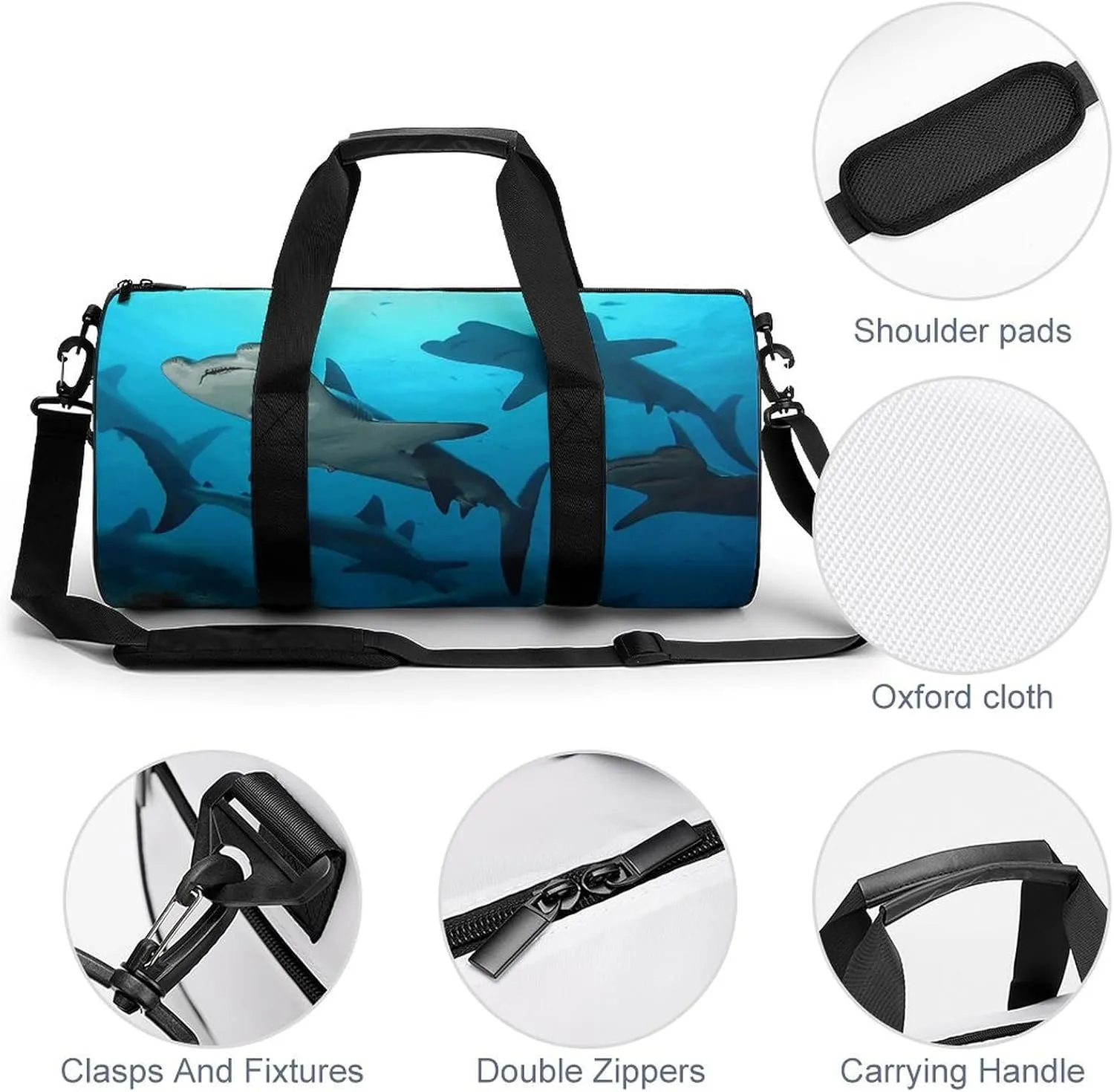 Travel Duffel Bag for Men And Women,Hammerhead Sharks Waterproof Sports Fitness Bag Portable Travel Duffel Bag