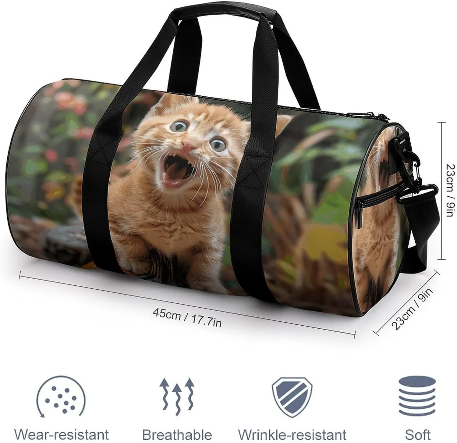 Travel Duffel Bag for Men And Women,Happy Little Cat Waterproof Sports Fitness Bag Portable Travel Duffel Bag
