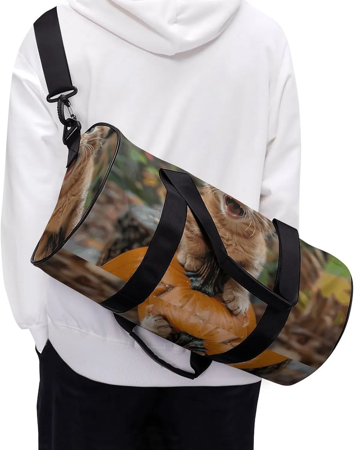 Travel Duffel Bag for Men And Women,Happy Little Cat Waterproof Sports Fitness Bag Portable Travel Duffel Bag