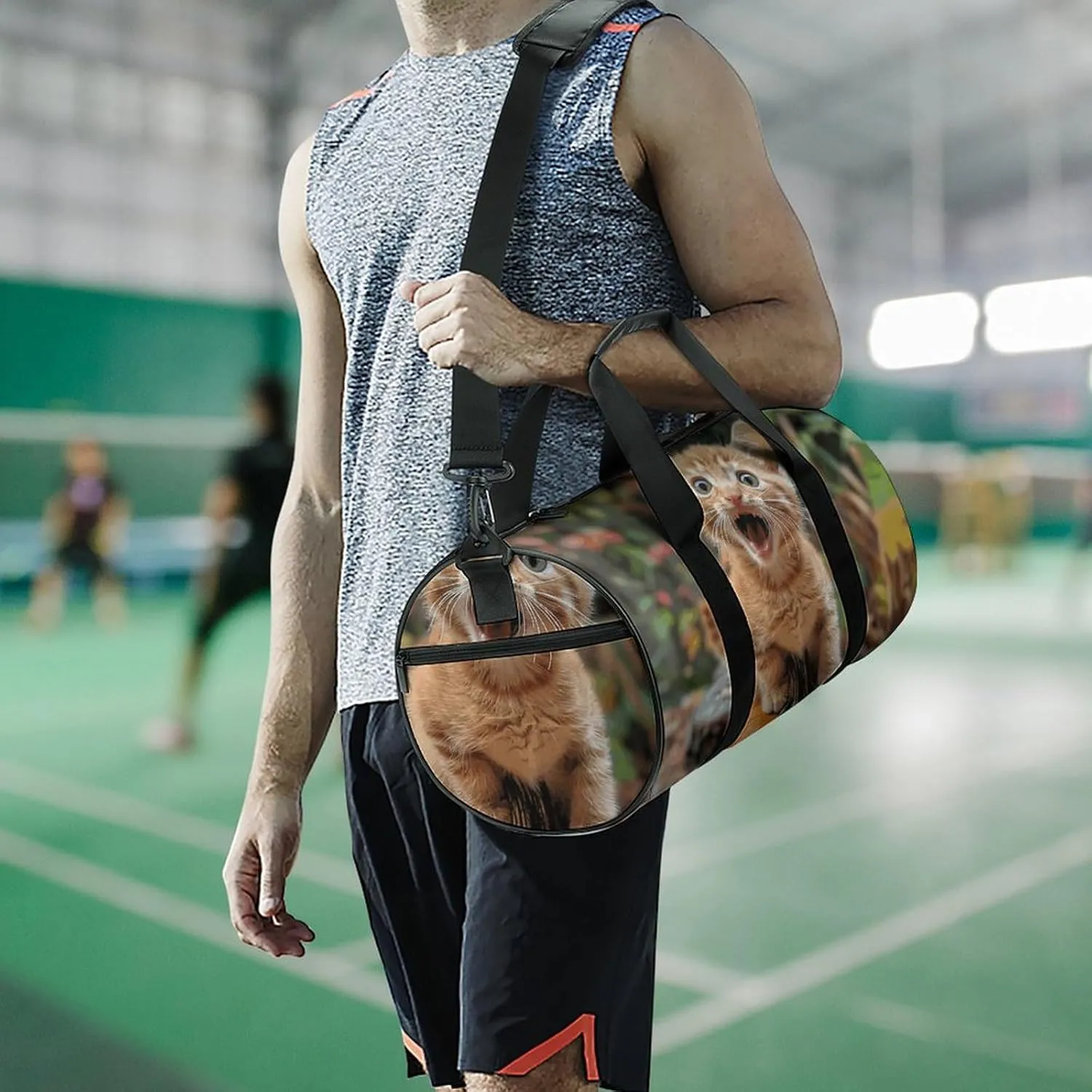Travel Duffel Bag for Men And Women,Happy Little Cat Waterproof Sports Fitness Bag Portable Travel Duffel Bag